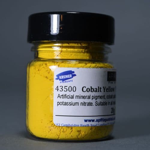 43500 Cobalt Yellow Aureolin, Kremer Pigment. 20g plasic container