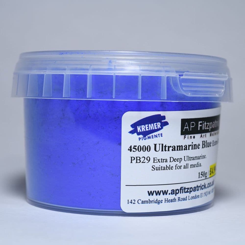 45000 Ultramarine Blue Extra Dark Kremer Pigment, 150g plastic container