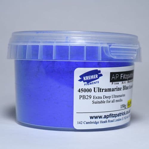 45000 Ultramarine Blue Extra Dark Kremer Pigment, 150g plastic container
