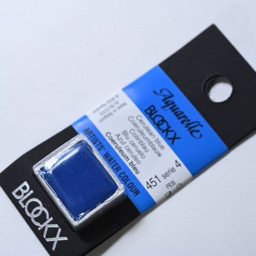451 Cerulean Blue Blockx Watercolour Half Pan.