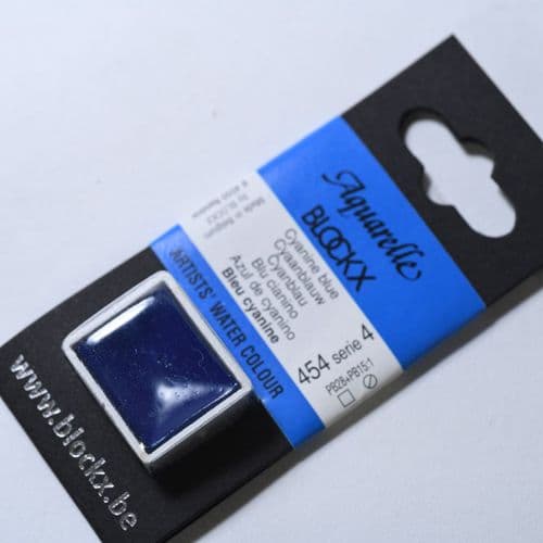 454 Cyanine Blue Blockx Watercolour Half Pan.