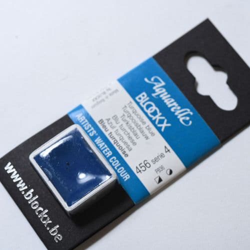 456 Turquoise Blue Blockx Watercolour Half Pan.