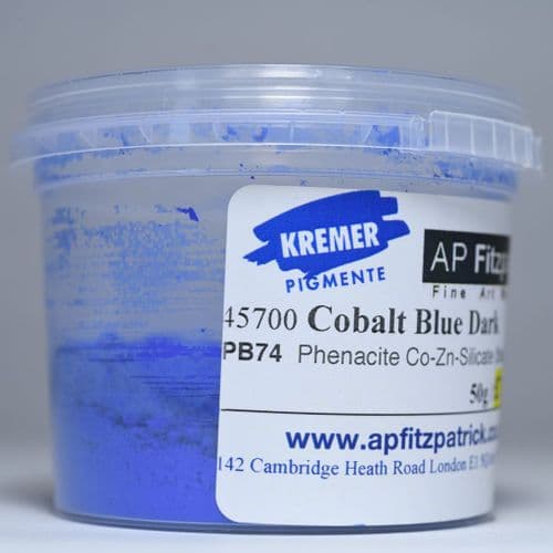45700 Cobalt Blue Dark Kremer Pigment, 50g plastic container