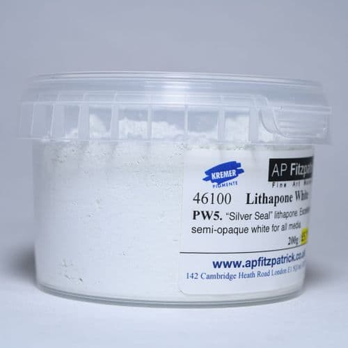 46100 Lithopone Kremer Pigment, 200g plastic container