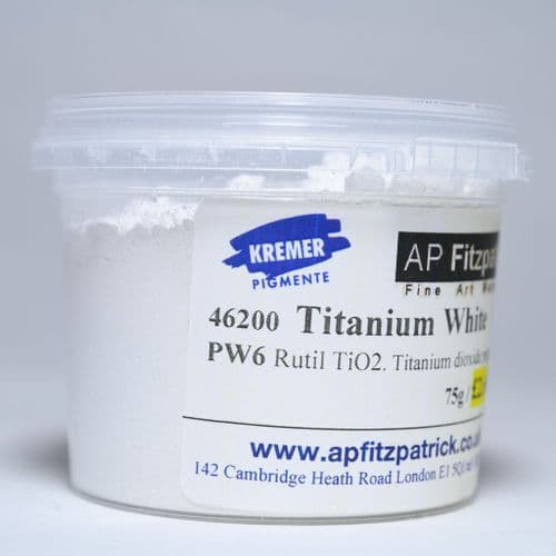 46200 Titanium White Kremer Pigment, 75g plastic container