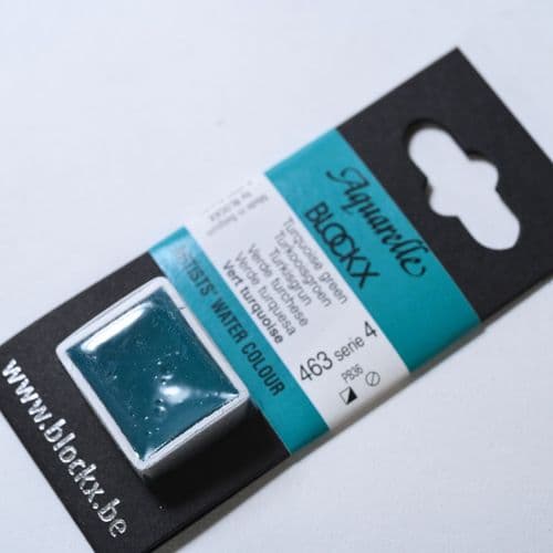 463 Turquoise Green Blockx Watercolour Half Pan.