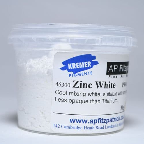 46300 Zinc White Kremer Pigment, 50g plastic container