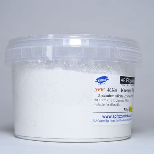 46360 White Kremer Pigment, 500g plastic container