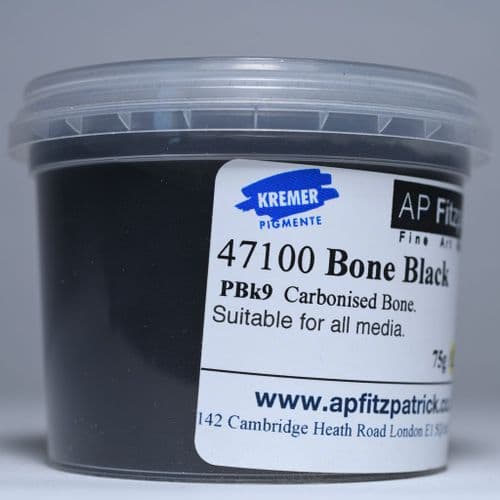47100 Bone Black Kremer Pigment, 75g plastic container