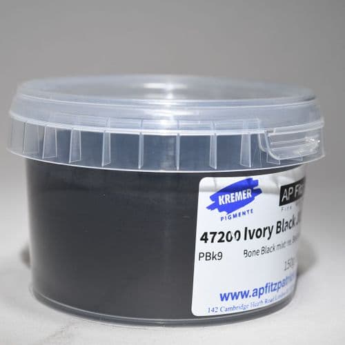 47200 Ivory Black JU Kremer Pigment, 150g plastic container
