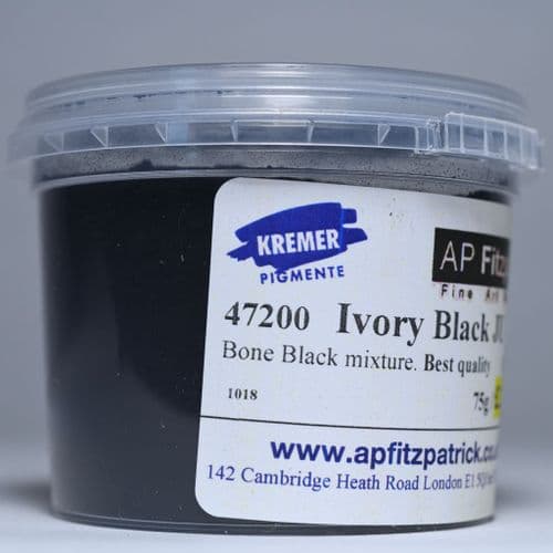 47200 Ivory Black JU Kremer Pigment, 75g plastic container