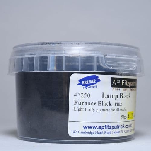 47250 Lamp Black (Furnace Black) Kremer Pigment, 50g plastic container