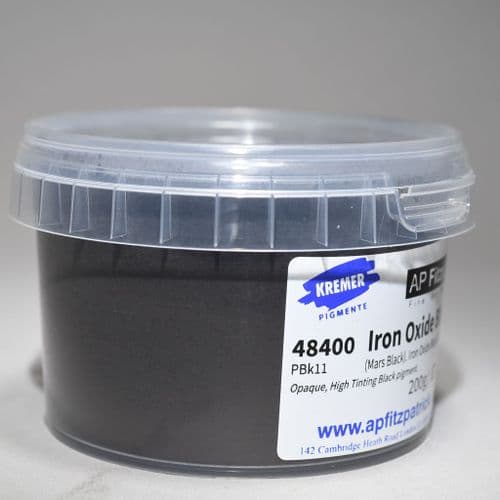 48400 Iron Oxide Black (Mars Black) Kremer Pigment, 200g plastic container