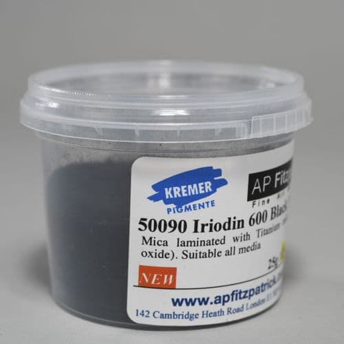 50090 IRIODIN 600 Black Mica Kremer Pigment, 25g plastic container