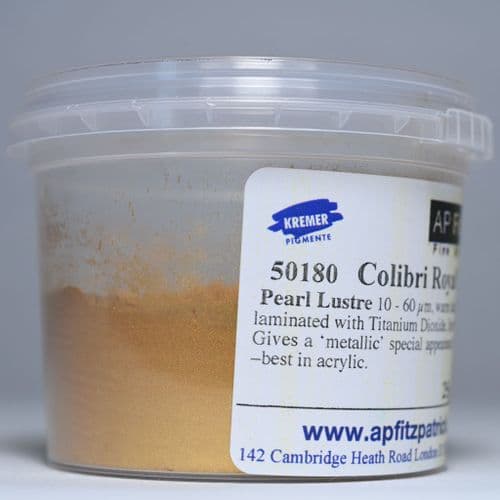 50180 Pearl Lustre Colibri Royal Gold Metallic Kremer Pigment, 25g plastic container