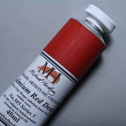 505 Cadmium Red Deep Michael Harding Oil Colour, 40ml tube. 5% off.