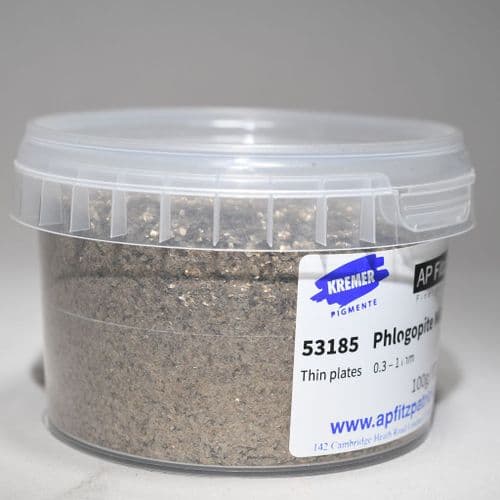 53185 Phlogopite Mica Amber Kremer Pigment, 100g plastic container