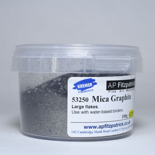 53250 Mica Graphite Flakes Kremer Pigment, 100g plastic container