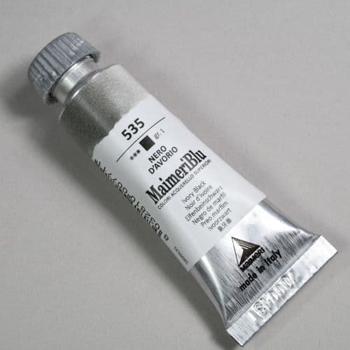 535 Ivory Black Maimeri Blu Watercolor, 12ml tube.