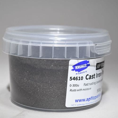 54610 Cast-Iron Powder (fast rusting) Kremer Pigment, 500g plastic container