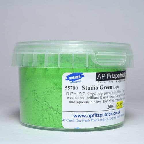 55700 Green Light Studio Kremer Pigment, 200g plastic container