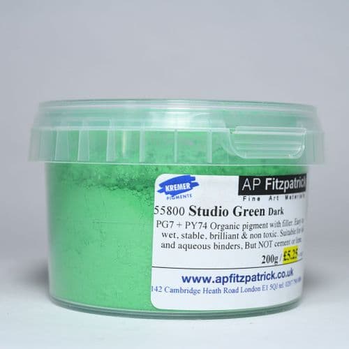 55800 Green Dark Studio Kremer Pigment, 200g plastic container