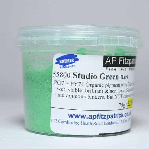 55800 Green Dark Studio Kremer Pigment, 75g plastic container