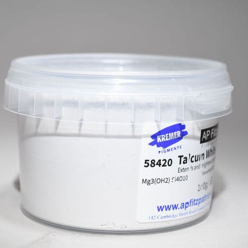 58420 Talcum White, very fine. Kremer pigment, 100g plastic container