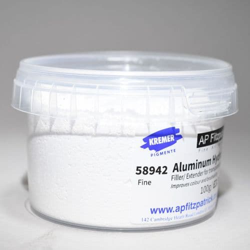 58942 Aluminium Hydroxide, Fine Powder Kremer Pigment, 100g plastic container