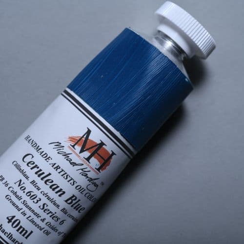 603 Cerulean Blue Michael Harding Oil Colour, 40ml tube