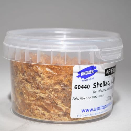 60440 Shellac Flakes, Light Kremer, 100g plastic container