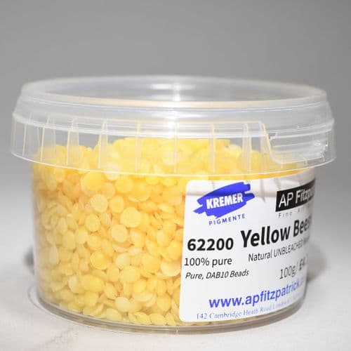 62200 Yellow Beeswax Natural Unbleached Kremer, 100g plastic container