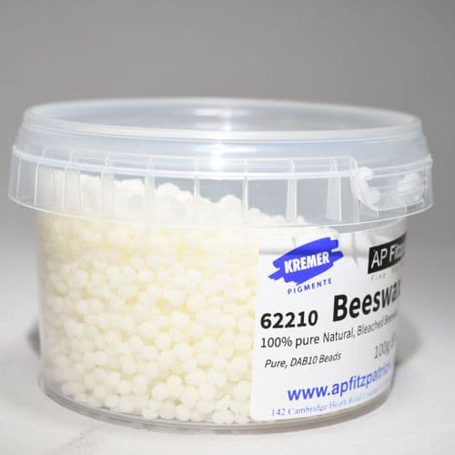 62210 Beeswax Natural Bleached Kremer, 100g plastic container
