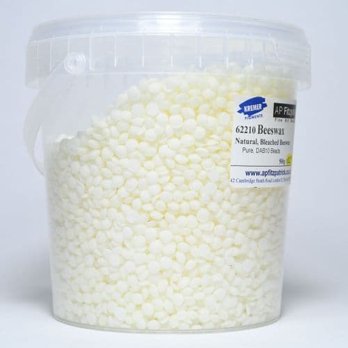 62210 Beeswax Natural Bleached Kremer, 500g plastic container