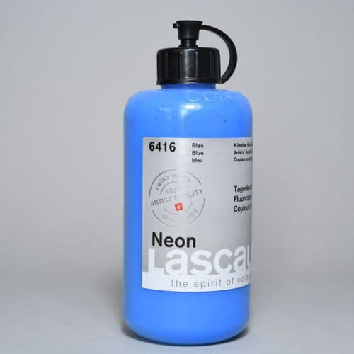 6416 Neon Blue Lascaux Fluorescent acrylic paint, 250ml plastic container