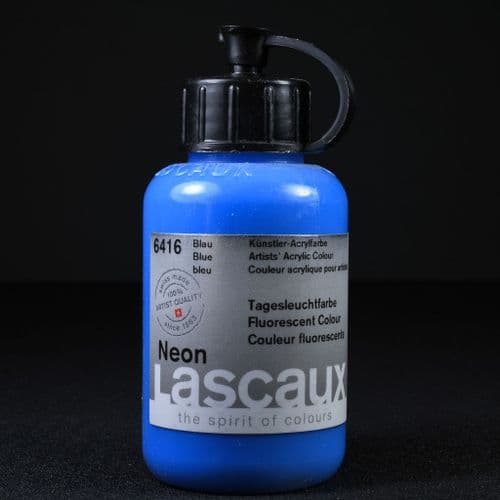 6416 Neon Blue Lascaux Fluorescent acrylic paint, 85ml bottle