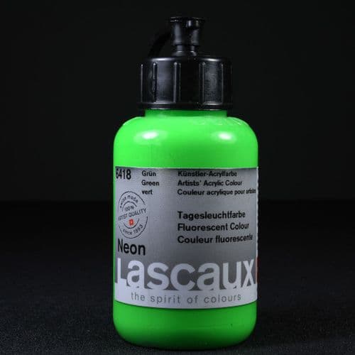 6418 Neon Green Lascaux Fluorescent acrylic paint, 85ml bottle