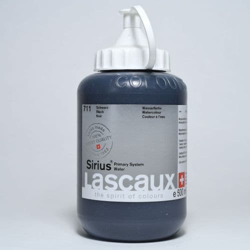 711 Black Lascaux Sirius Acrylic Watercolour 500ml