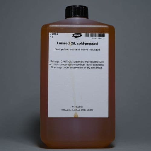 73054 Linseed Oil Cold Pressed. Kremer, 1 lt bottle