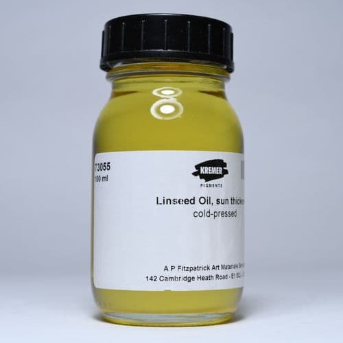 73055 Sun Thickened Linseed Oil. Kremer, 100ml jar