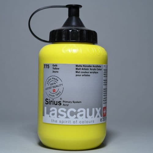 775 Yellow Lascaux Sirius Acrylic 500ml plastic container