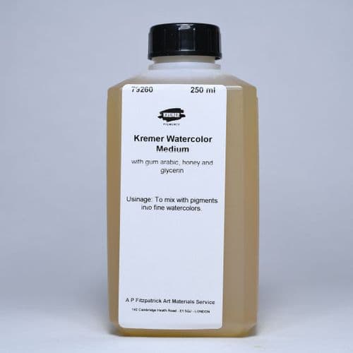 79260 Watercolor Medium (formulated with gum arabic, honey and glycerin). Kremer 250ml bottle