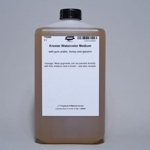 79260 Watercolour Medium (formulated with gum arabic, honey and glycerin). Kremer 1 lt bottle