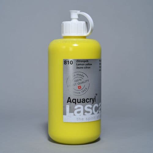 810 Lemon Yellow Lascaux Aquacryl, 250ml bottle
