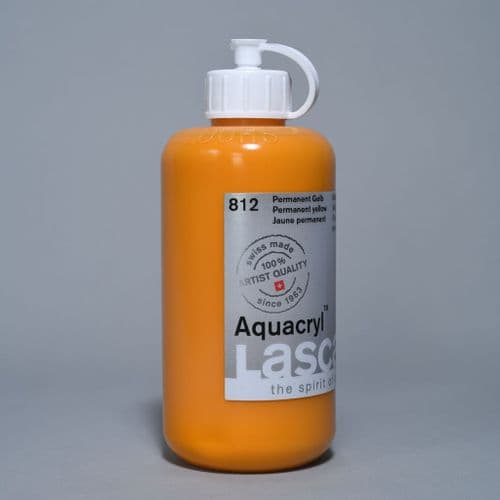 812 Permanent Yellow Lascaux Aquacryl, 250ml bottle
