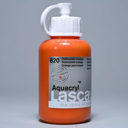 820 Permanent Orange Lascaux Aquacryl, 85ml bottle