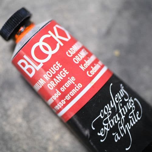 821 Cadmium Red-Orange Blockx Oil Colour, 35ml tube.