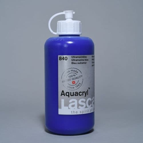 840 Ultramarine Blue Lascaux Aquacryl, 250ml bottle