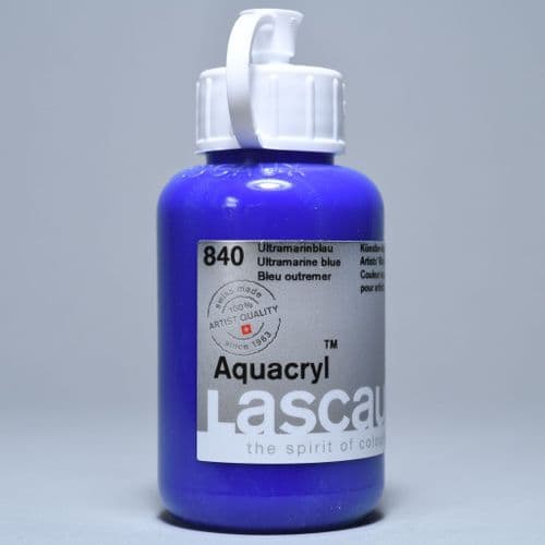 840 Ultramarine Blue Lascaux Aquacryl, 85ml bottle