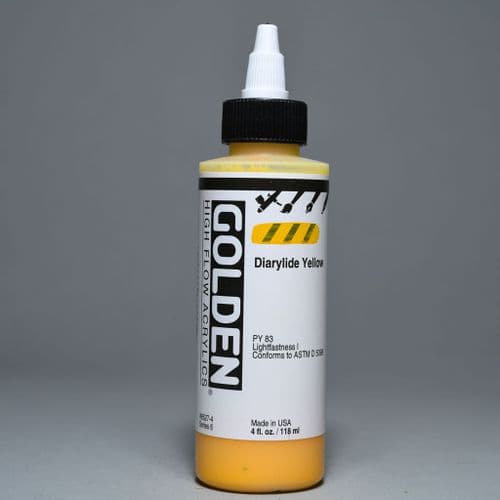 8527 Diarylide Yellow, High Flow Acrylic, 118ml bottle.